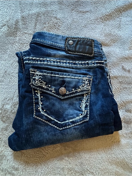 Silver Jeans Denim - SILVER AIKO Flap Skinny Embroidered Dark Blue Women’s Jeans W28 L31